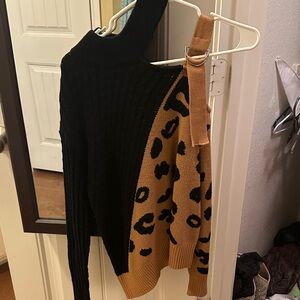Stylish Black and Tan Sweater